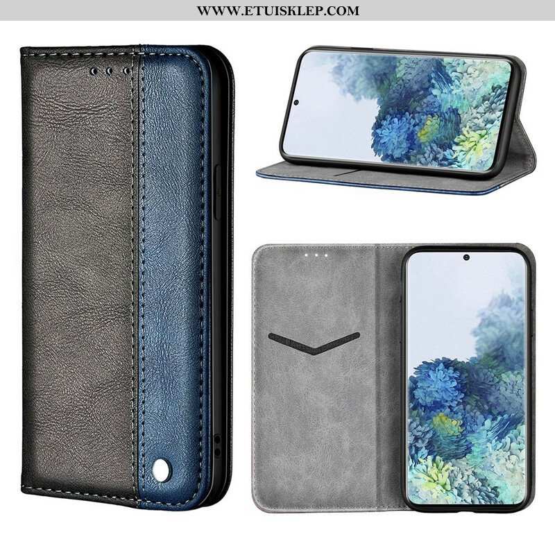 Etui Na Telefon do Samsung Galaxy S21 5G Etui Folio Dwukolorowy Efekt Skóry